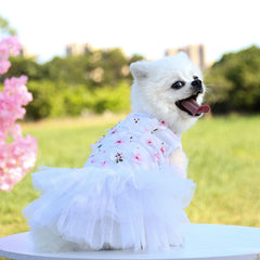 Pet Dog Cotton Skirt with Peach Blossom Design