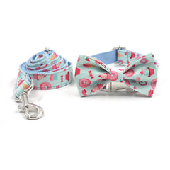 Cute Cartoon Dog Collar and Leash Bow Set