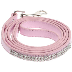 Balacoo Sparkly Dog Leash with Rhinestones - Leash for Small Dogs Pu Leather Dog Training Leash Sparkly Studded Rhinestone Walking Chain for Cats Dogs Puppy