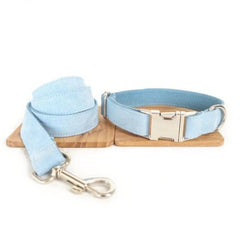 Light Blue Dog Collar and Leash Set