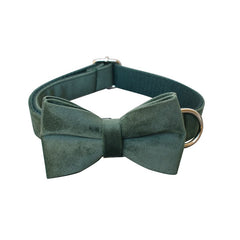 Green Velvet Dog Collar and Leash Set