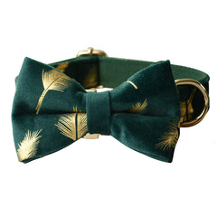 Emerald Feather Pattern Pet Collar and Leash Set