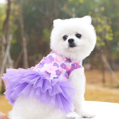 Pet Dog Cotton Skirt with Peach Blossom Design