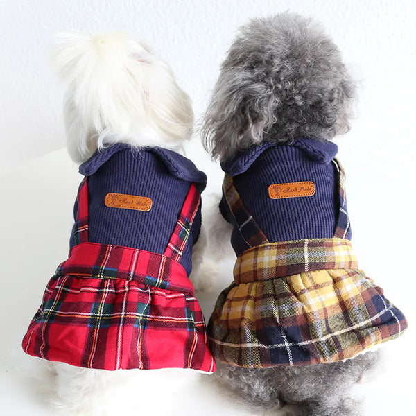 Cute Cat Clothes College Collar Plaid Skirt