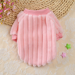 Striped Plush Pet Clothes for Dogs and Cats (Autumn/Winter)