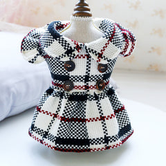 Dog Transformation Dress for Cats - Warm Plaid Skirt
