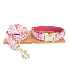 Pink Classic Dog Collar and Leash Set
