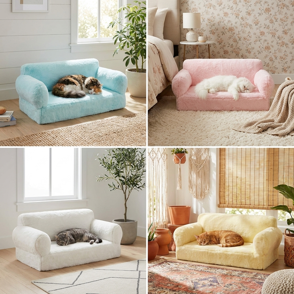 Four-Season Soft Cat Nest Warm & Washable Pet Bed